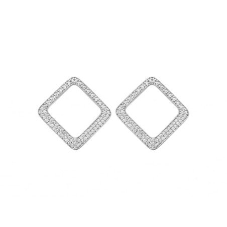 Boucles d'Oreilles Losange Scintillant en Argent Rhodié