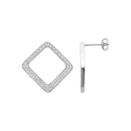 Boucles d'Oreilles Losange Scintillant en Argent Rhodié