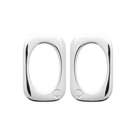 Boucles d'Oreilles Ajourées Argent Rhodié et Zirconium