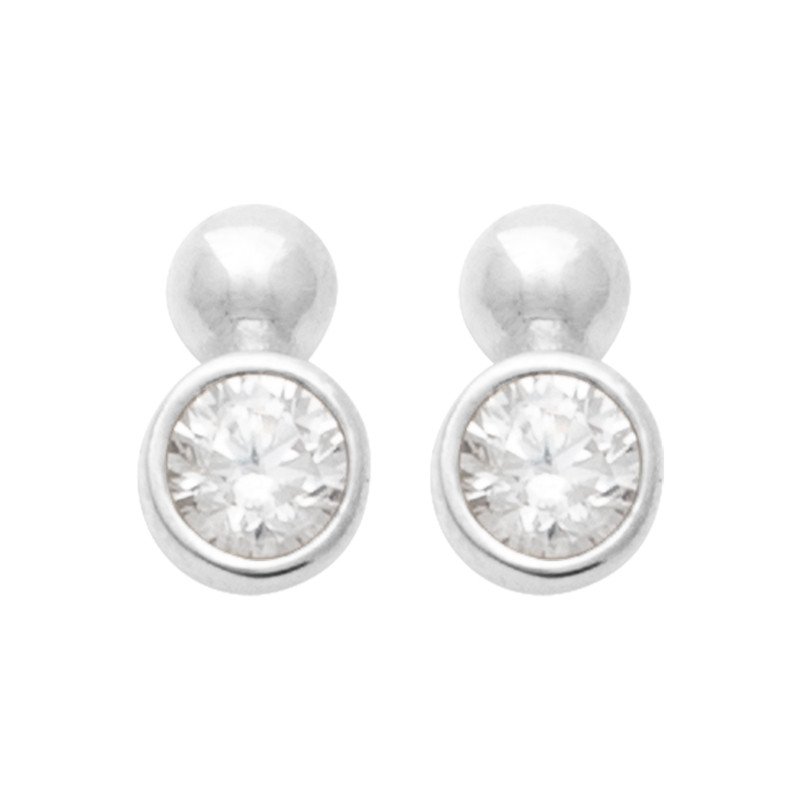 Puces d'Oreilles Argent Rhodié Oxyde de Zirconium