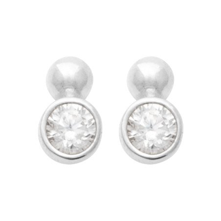 Puces d'Oreilles Argent Rhodié Oxyde de Zirconium