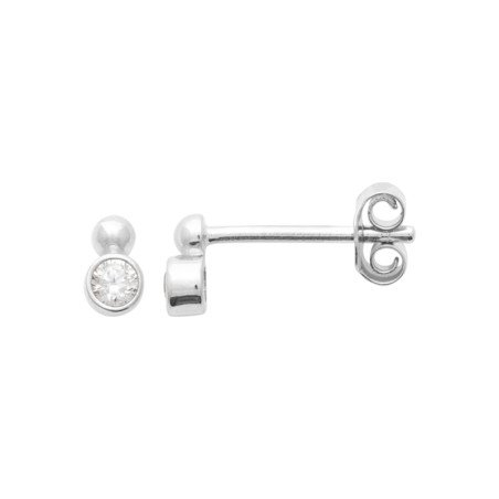 Puces d'Oreilles Argent Rhodié Oxyde de Zirconium