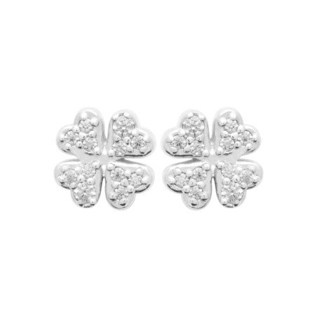 Boucles d'Oreilles Trèfles Scintillants en Argent Rhodié