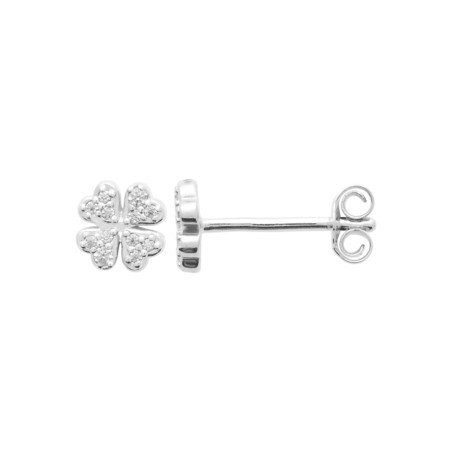 Boucles d'Oreilles Trèfles Scintillants en Argent Rhodié