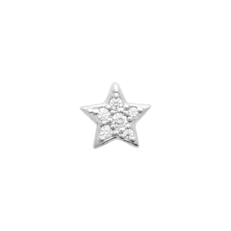 Puce d'Oreille Étoile Scintillante Argent Rhodié