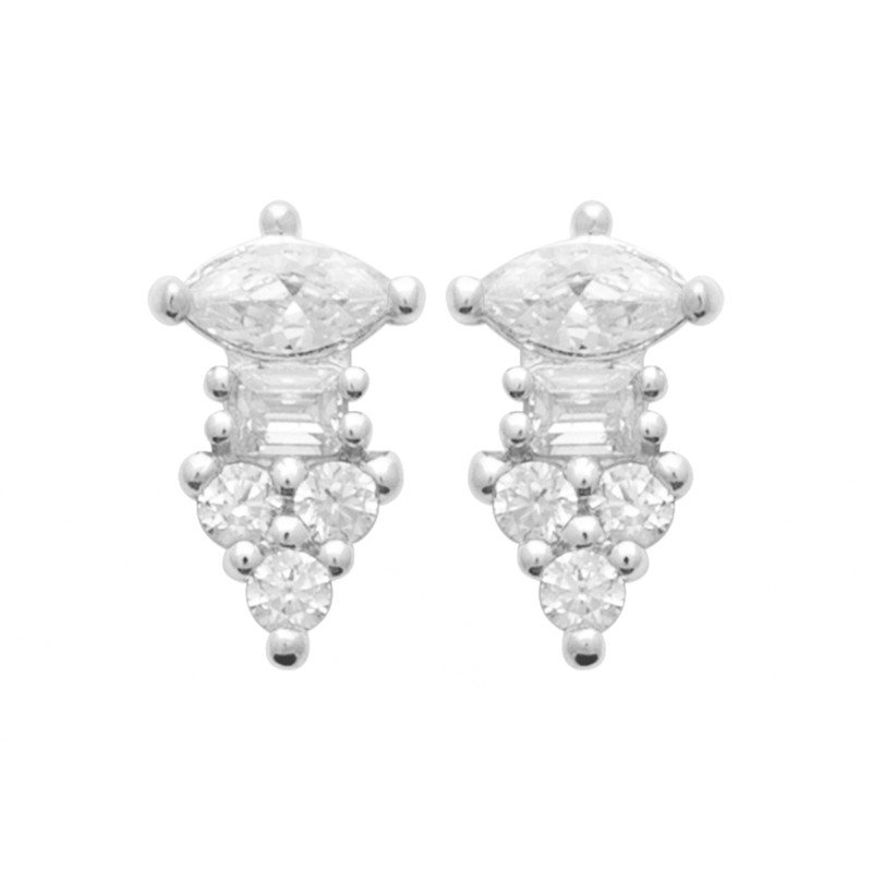 Boucles d'Oreilles Argent Rhodié Éclat de Zircons