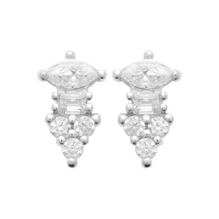 Boucles d'Oreilles Argent Rhodié Éclat de Zircons