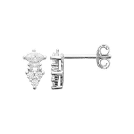 Boucles d'Oreilles Argent Rhodié Éclat de Zircons