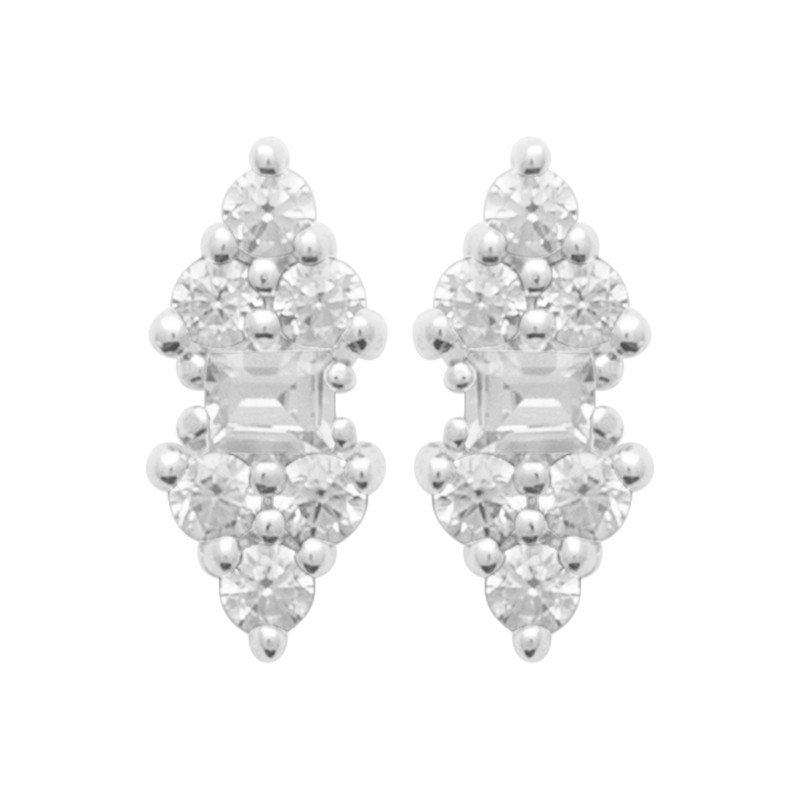 Boucles d'Oreilles Clustered Brillantes en Argent Rhodié