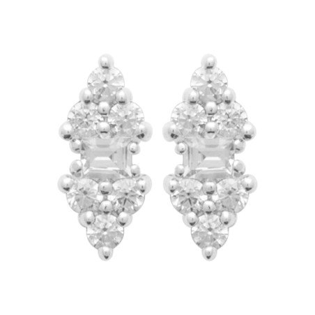 Boucles d'Oreilles Clustered Brillantes en Argent Rhodié