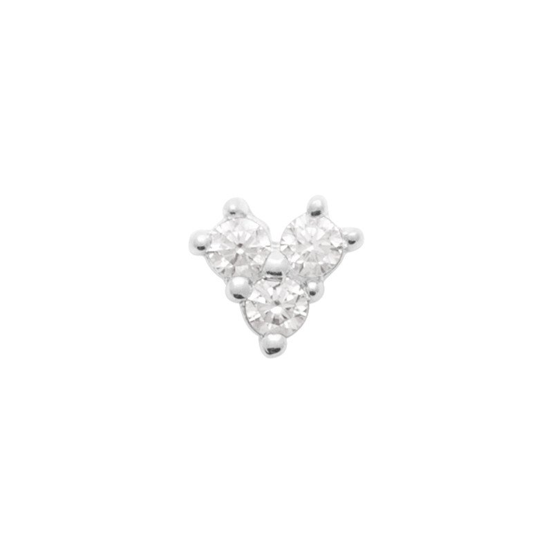 Puce d'Oreille Trio Scintillant Argent Rhodié