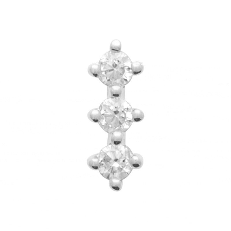 Puce d'Oreille Argent Rhodié Triple Oxyde de Zirconium