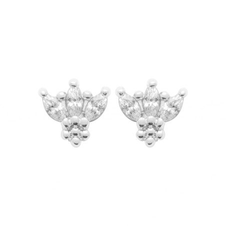 Boucles d'Oreilles Pétales Scintillants en Argent Rhodié