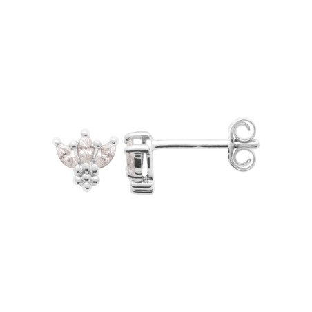 Boucles d'Oreilles Pétales Scintillants en Argent Rhodié