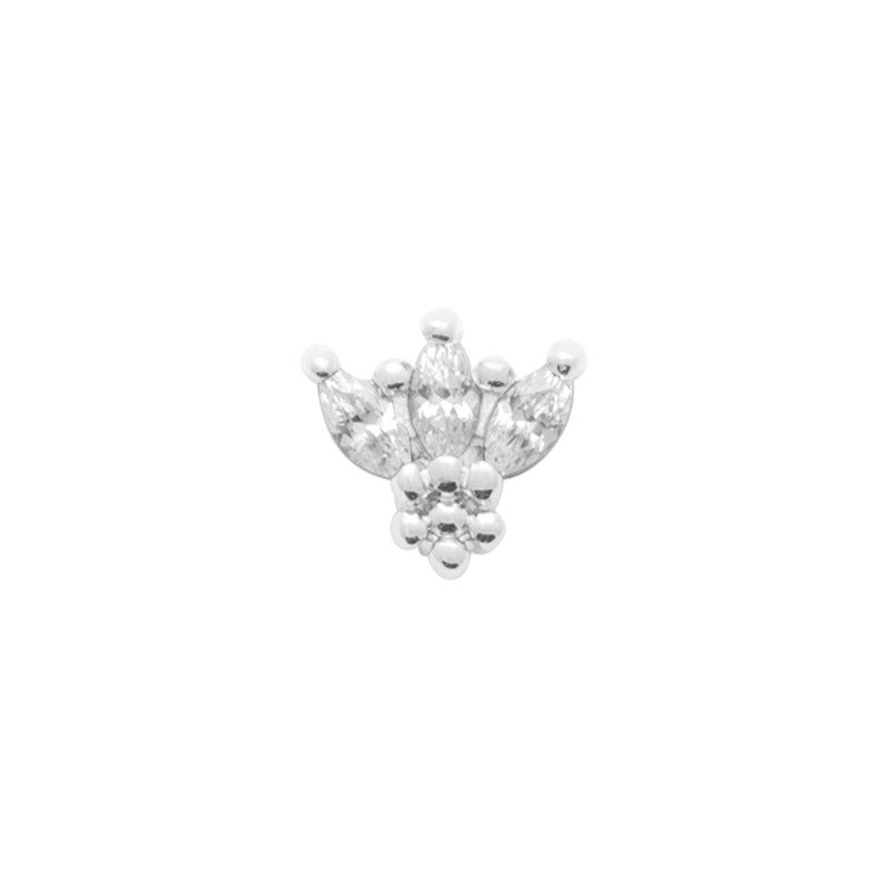 Puce d'Oreille Zirconium Marquise Argent Rhodié
