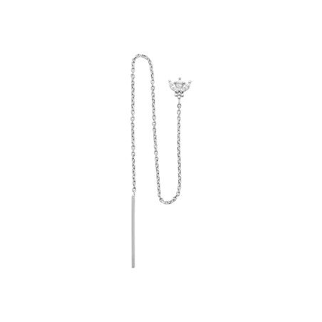 Boucle d'oreille Chaîne Couronne Scintillante Argent Rhodié