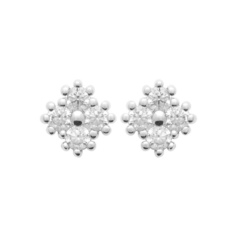Boucles d'Oreilles Puces Argent Rhodié Oxydes de Zirconium