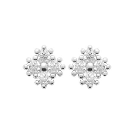 Boucles d'Oreilles Puces Argent Rhodié Oxydes de Zirconium