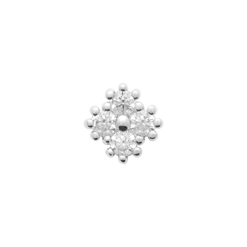 Puce d'Oreille Clou Scintillant Argent Rhodié