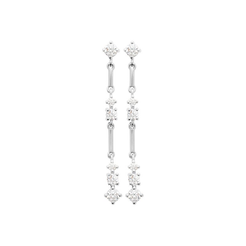 Boucles d'Oreilles Pendantes Argent Rhodié Oxydes de Zirconium
