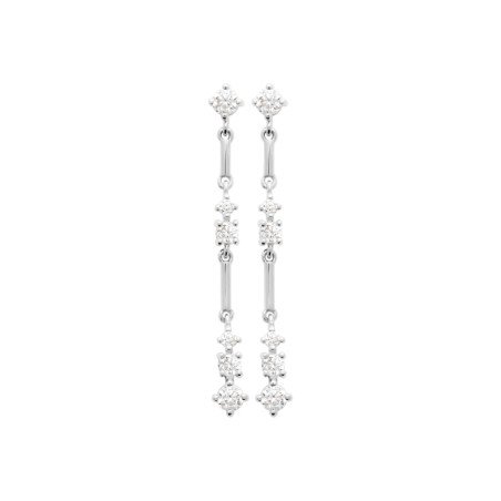 Boucles d'Oreilles Pendantes Argent Rhodié Oxydes de Zirconium