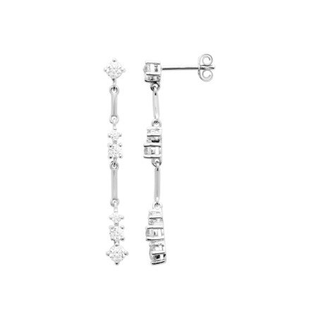 Boucles d'Oreilles Pendantes Argent Rhodié Oxydes de Zirconium