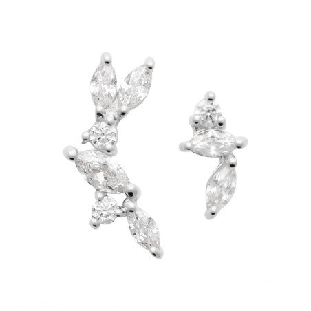Ensemble Boucles d'Oreilles Puce et Climber Argent Rhodié Oxyde de Zirconium