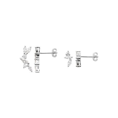 Ensemble Boucles d'Oreilles Puce et Climber Argent Rhodié Oxyde de Zirconium