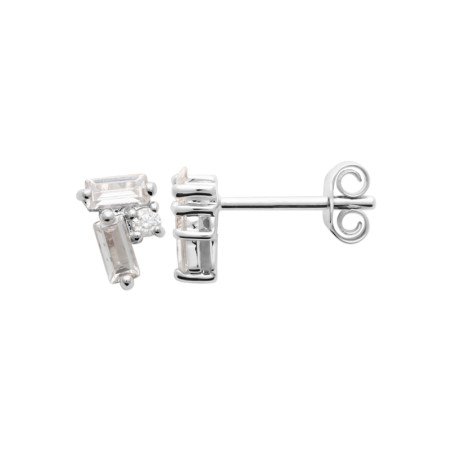 Boucles d'Oreilles Puces Argent Rhodié Oxydes de Zirconium