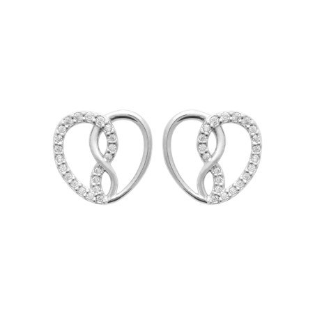 Puces d'Oreilles Cœur Infini Argent Rhodié