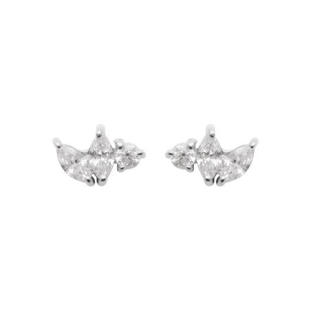 Puces d'Oreilles Argent Rhodié Oxydes de Zirconium Lumineuses