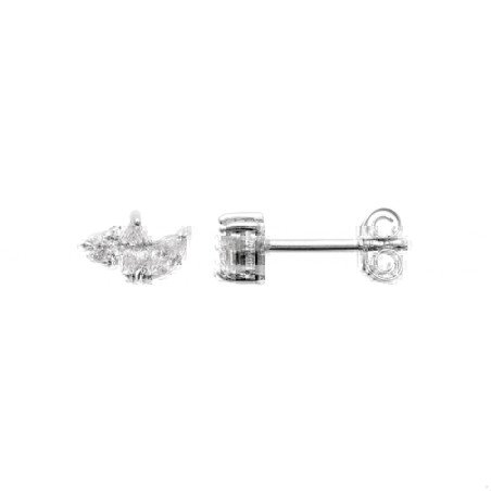 Puces d'Oreilles Argent Rhodié Oxydes de Zirconium Lumineuses