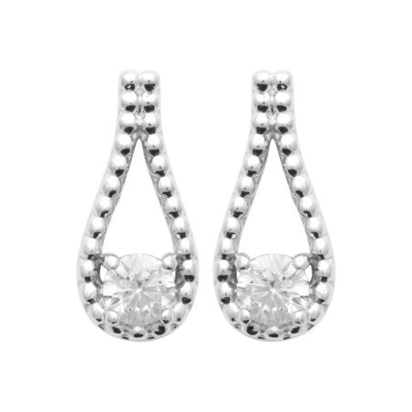 Puces d'Oreilles Goutte Scintillante en Argent Rhodié