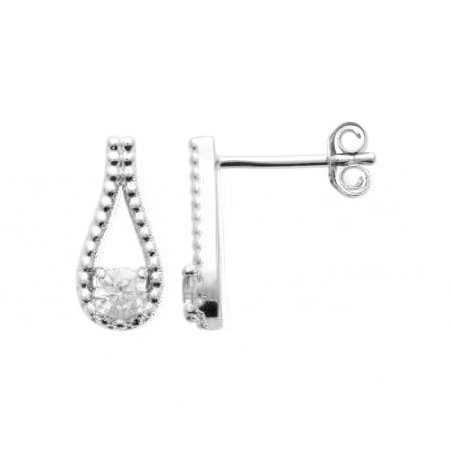 Puces d'Oreilles Goutte Scintillante en Argent Rhodié