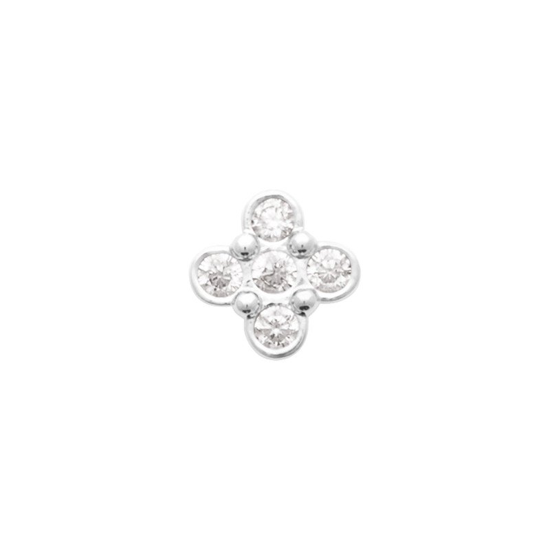 Puce d'Oreille Trèfle Scintillant en Argent Rhodié
