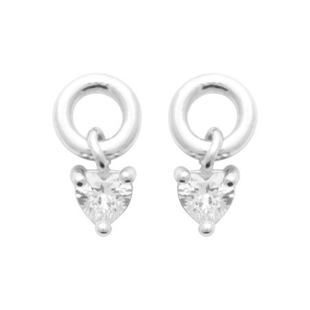 Boucles d'Oreilles Puces Argent Rhodié Cercle et Zirconium