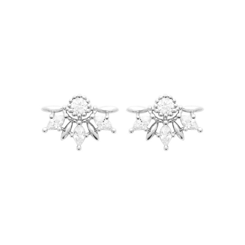 Boucles d'Oreilles Puces Éclat Floral Argent Rhodié