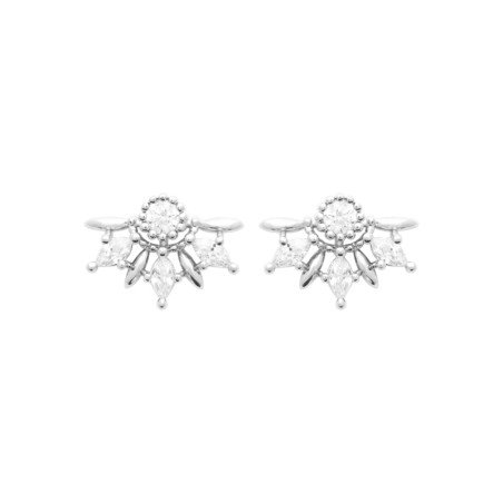 Boucles d'Oreilles Puces Éclat Floral Argent Rhodié