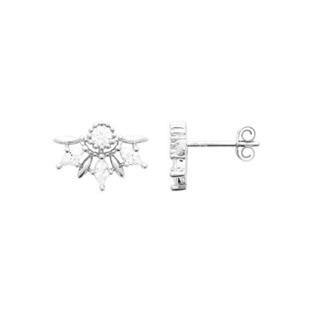 Boucles d'Oreilles Puces Éclat Floral Argent Rhodié