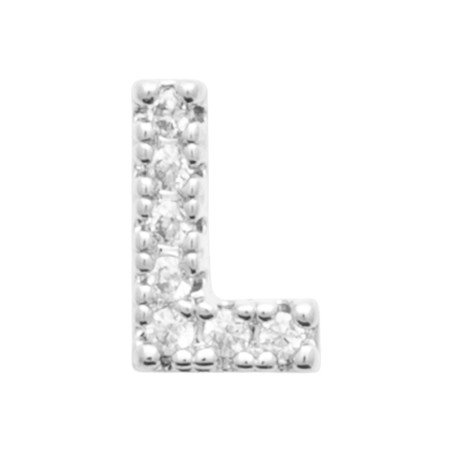 Puces d'Oreilles Lettre L Argent Rhodié Zirconium