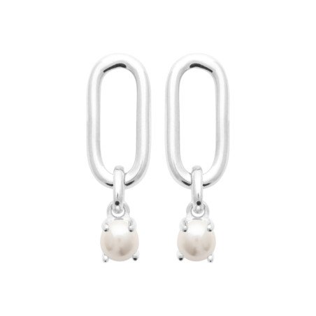 Boucles d'Oreilles Maillon Ovale & Perle de Culture