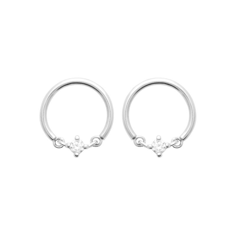 Créoles Argent Rhodié & Zircon Scintillant