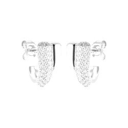 Boucles d'Oreilles Demi-Créoles Scintillantes Argent Rhodié