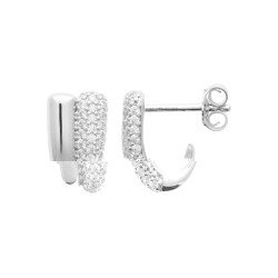 Boucles d'Oreilles Demi-Créoles Scintillantes Argent Rhodié