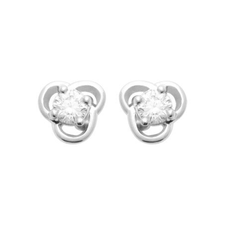 Puces d'Oreilles Trèfle Scintillant en Argent Rhodié