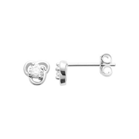 Puces d'Oreilles Trèfle Scintillant en Argent Rhodié