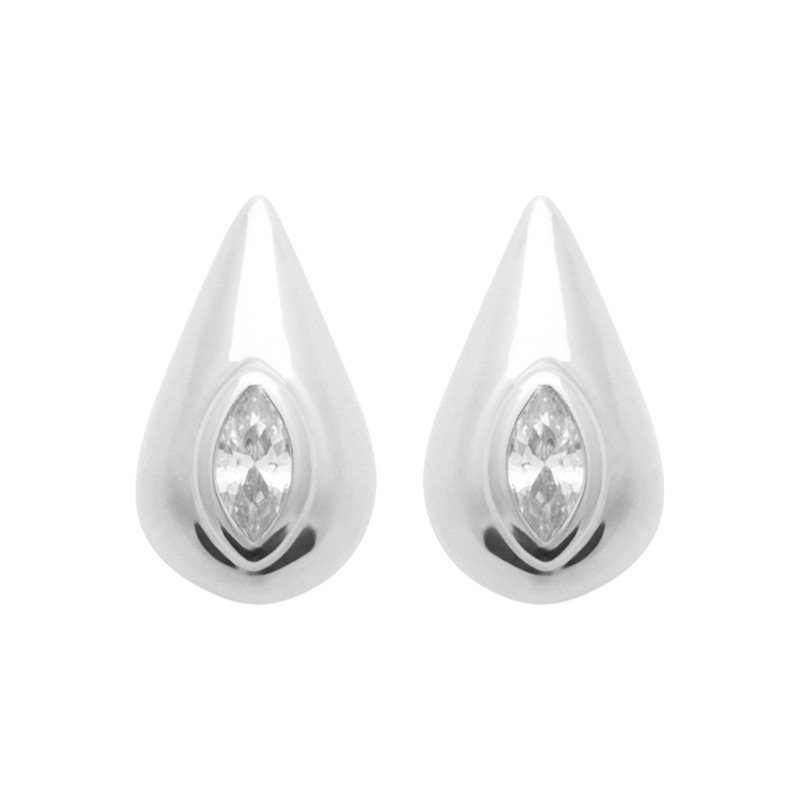 Boucles d'Oreilles Goutte Scintillante Argent Rhodié
