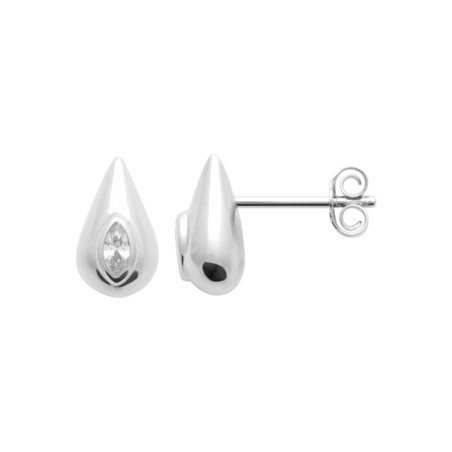 Boucles d'Oreilles Goutte Scintillante Argent Rhodié