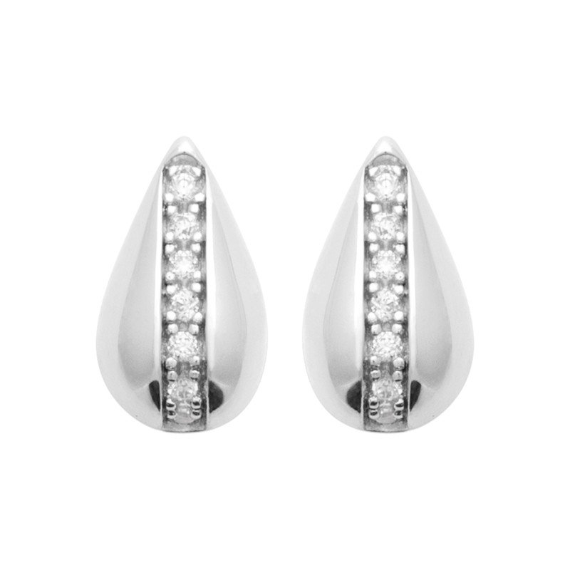 Boucles d'Oreilles Goutte Scintillante Argent Rhodié