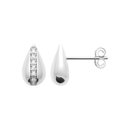 Boucles d'Oreilles Goutte Scintillante Argent Rhodié